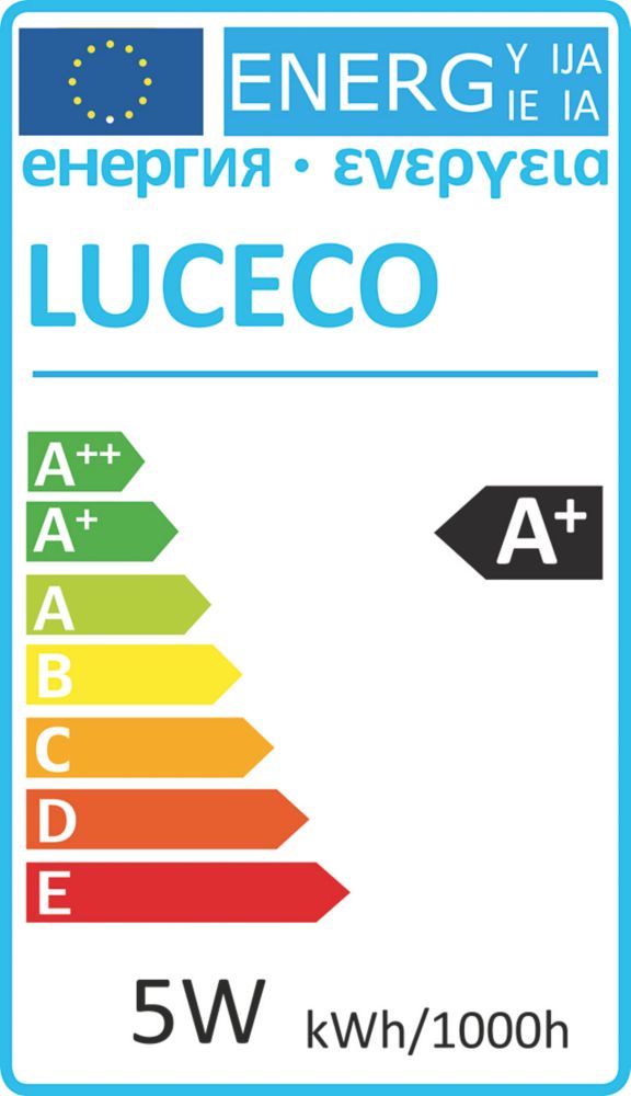 Luceco Dim2Warm GU10 LED Light Bulb 370lm 5W 5 Pack