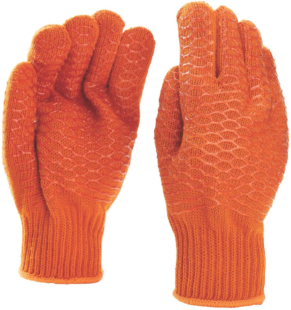 Site KF150 Cross-Hatch Gripper Gloves Orange Large Reviews