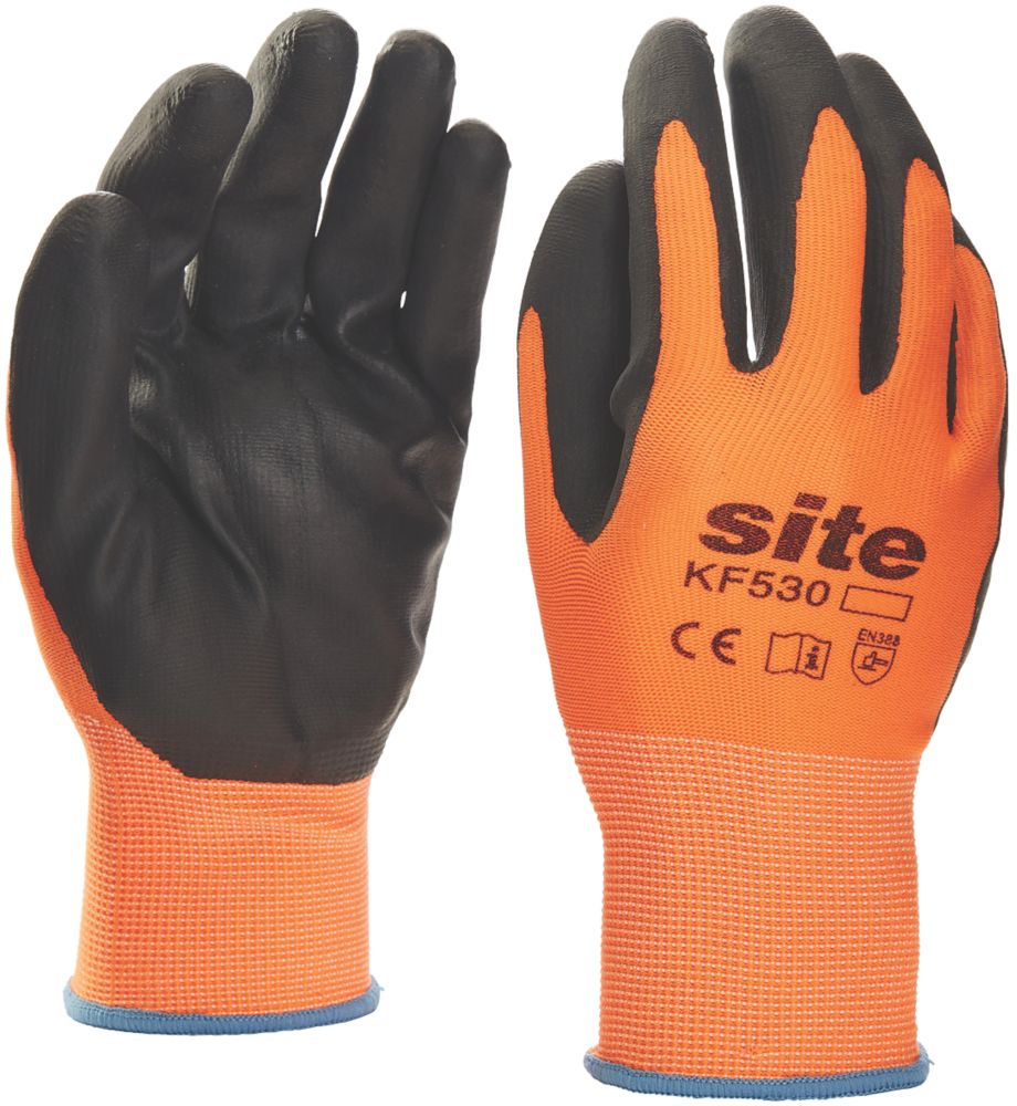 Site KF530 Touchscreen Nitrile Foam Gloves Orange / Black Large Reviews