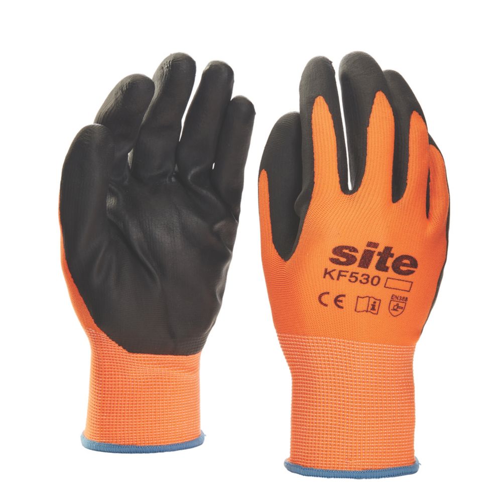 Site KF530 Touchscreen Nitrile Foam Gloves Orange / Black Large Reviews