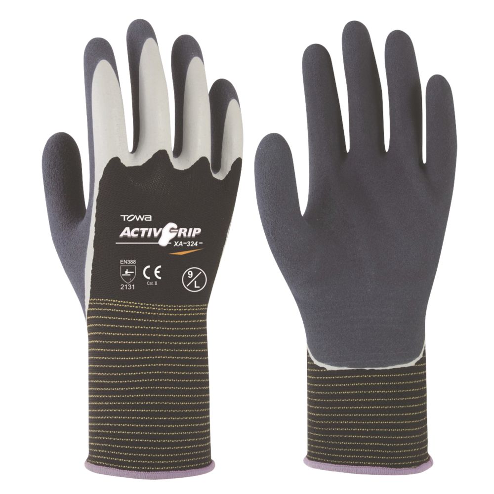 Towa ActivGrip XA-324 Latex-Coated Finger Gloves Grey / Black X Large Reviews