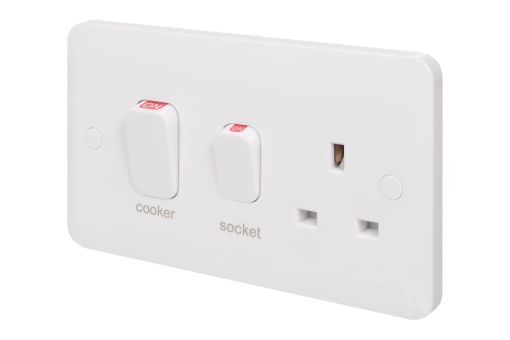 Schneider Electric Lisse 45A 2-Gang DP Cooker Switch & 13A DP Switched Socket White with LED Reviews