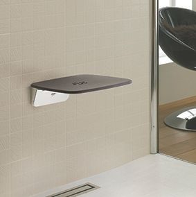 Mira Wall-Mounted Premium Shower Seat Grey / Chrome