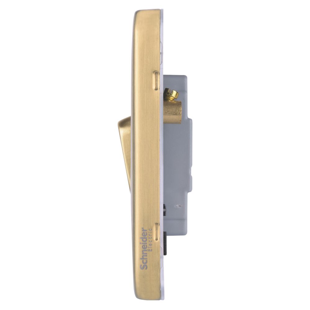 Schneider Electric Lisse Deco 10AX 4-Gang 2-Way Light Switch Satin Brass with Black Inserts