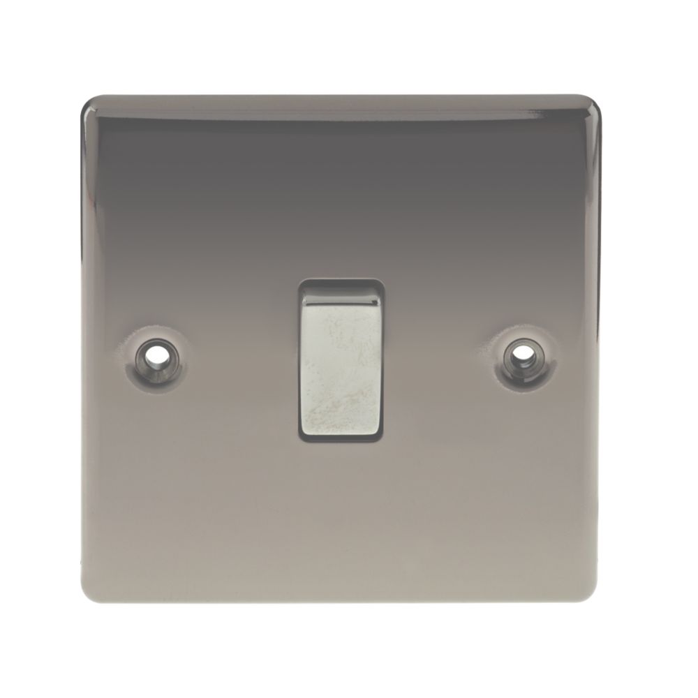 British General Nexus Metal 10AX 1-Gang 2-Way Light Switch Black Nickel with Colour-Matched Inserts