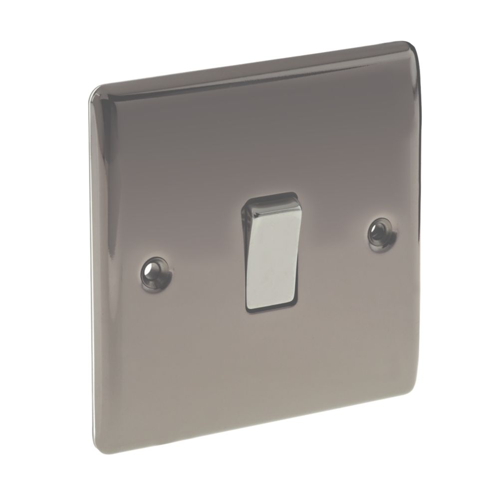 British General Nexus Metal 10AX 1-Gang 2-Way Light Switch Black Nickel with Colour-Matched Inserts