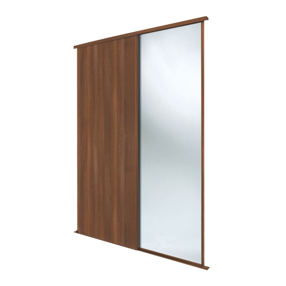 Spacepro Classic 2 Door Sliding Wardrobe Door Kit Walnut Mirror