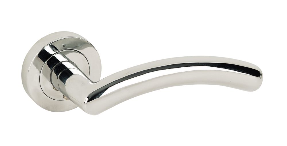 Smith & Locke Trento Fire Rated Lever on Rose Door Handles Pair Polished Chrome