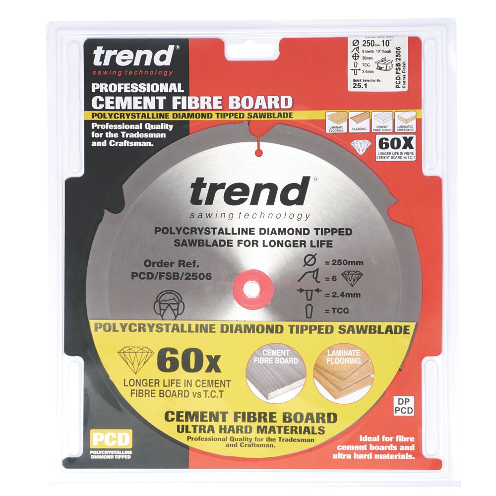 Trend Fibreboard Sawblade 250 x 30mm 6T