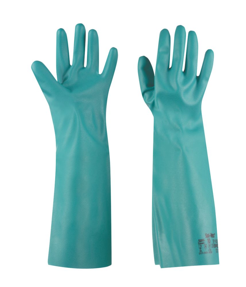 Ansell Solvex 37-185 Chemical-Resistant Nitrile Gloves Green Large Reviews