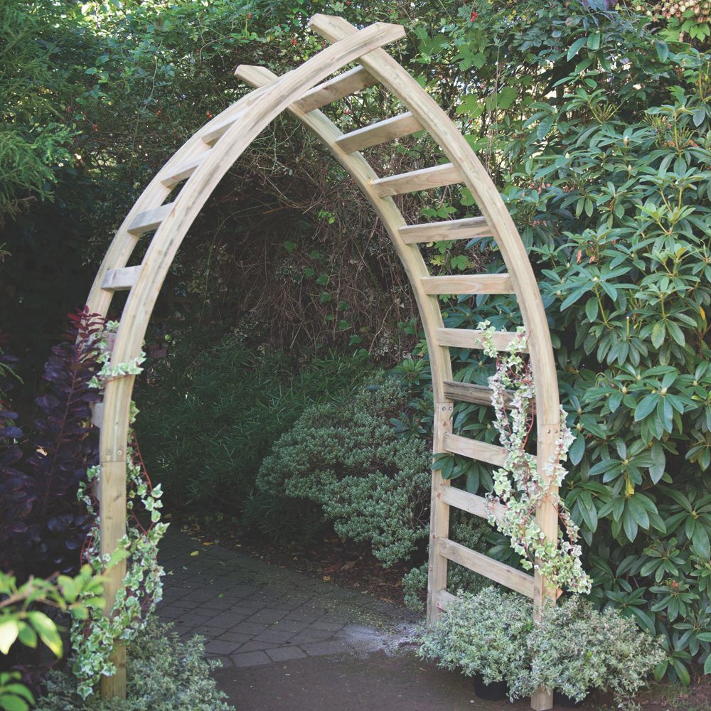Forest Whitby Arch Natural Wood 1540 X 760 X 2580mm Wooden Garden Arches Screwfix Com