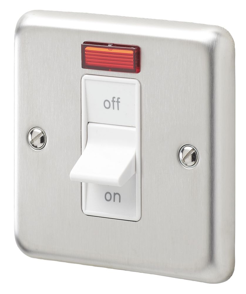 MK Albany Plus 32A 1-Gang DP Control Switch Brushed Stainless Steel with Neon with White Inserts Reviews