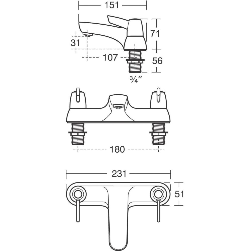 Armitage Shanks Sandringham 21 Bath Mono Mixer Tap