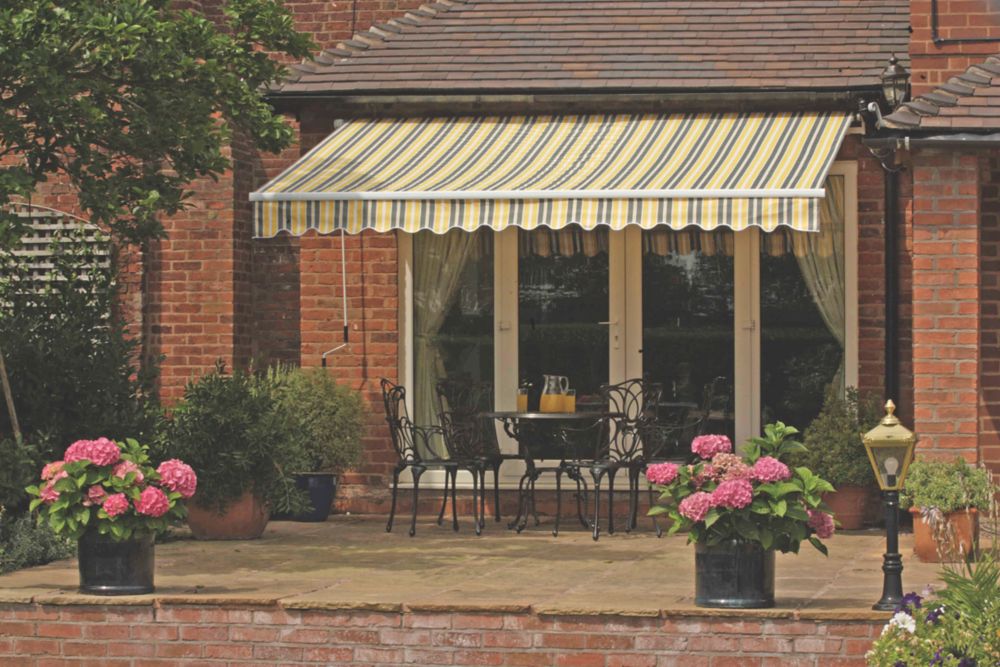 Greenhurst Windsor Easy Fit Patio Awning Orange Grey 3 5 X 2 5m