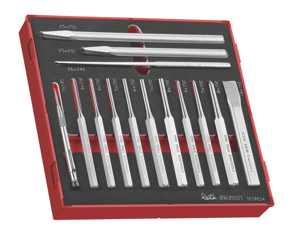 Teng Tools TEDPC14 Punch & Chisel Set 13 Pieces