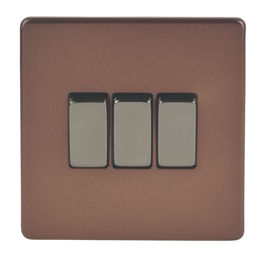 Varilight 10AX 3-Gang 2-Way Light Switch Mocha