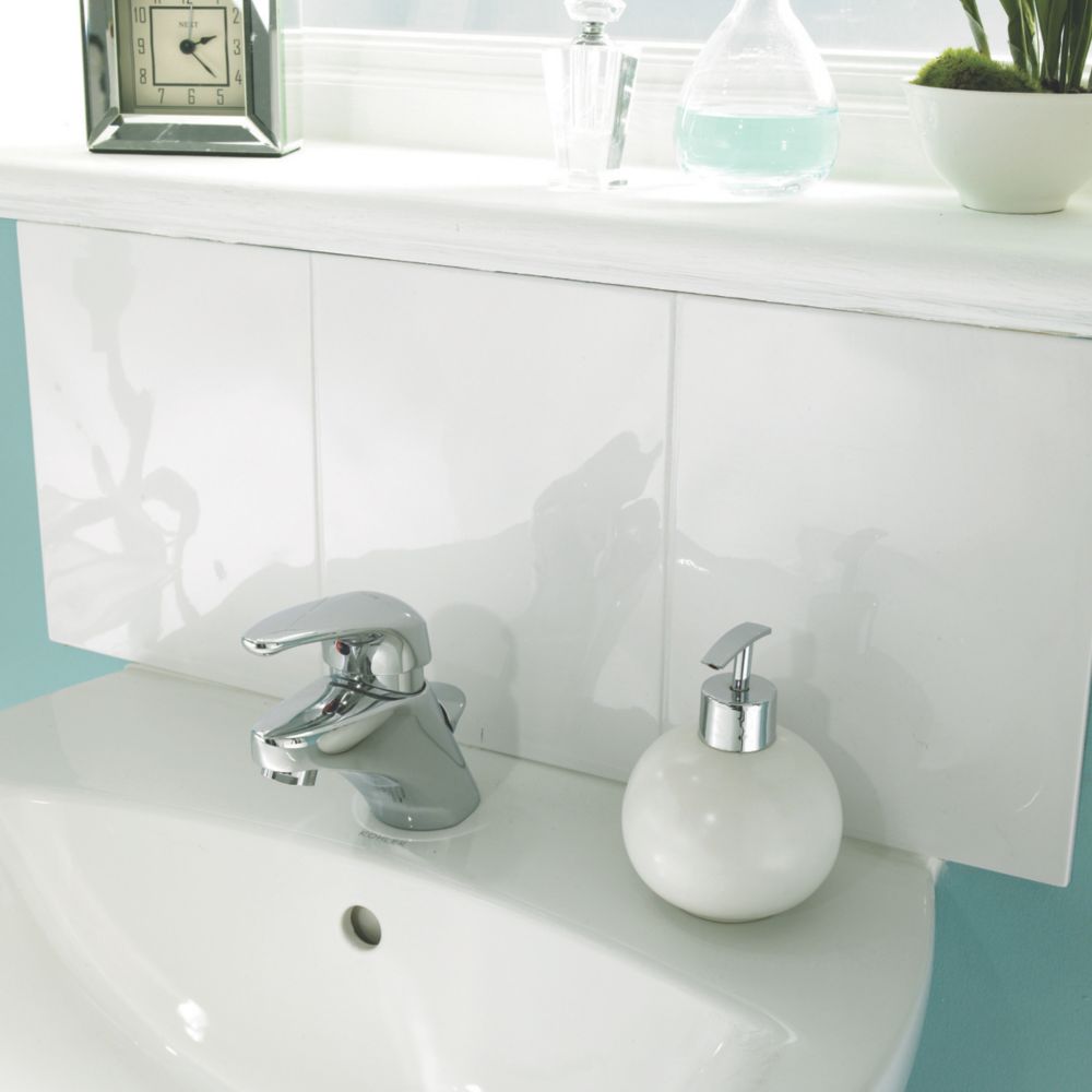 Mira Flight Wall Basin Splashback White 600 X 250 X 6mm