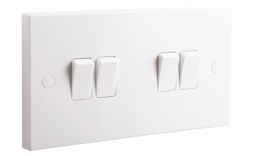 British General 900 Series 10AX 4-Gang 2-Way Light Switch White