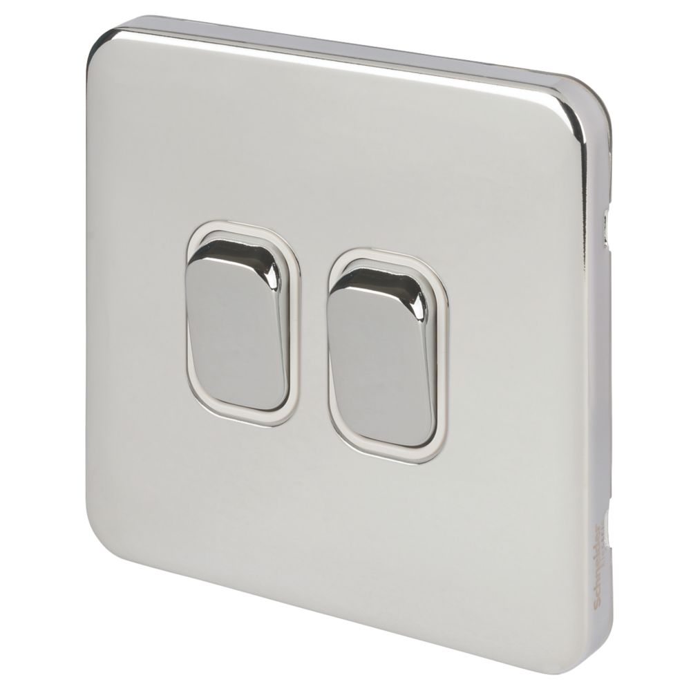 Schneider Electric Lisse Deco 10AX 2-Gang 2-Way Light Switch Polished Chrome with White Inserts Reviews