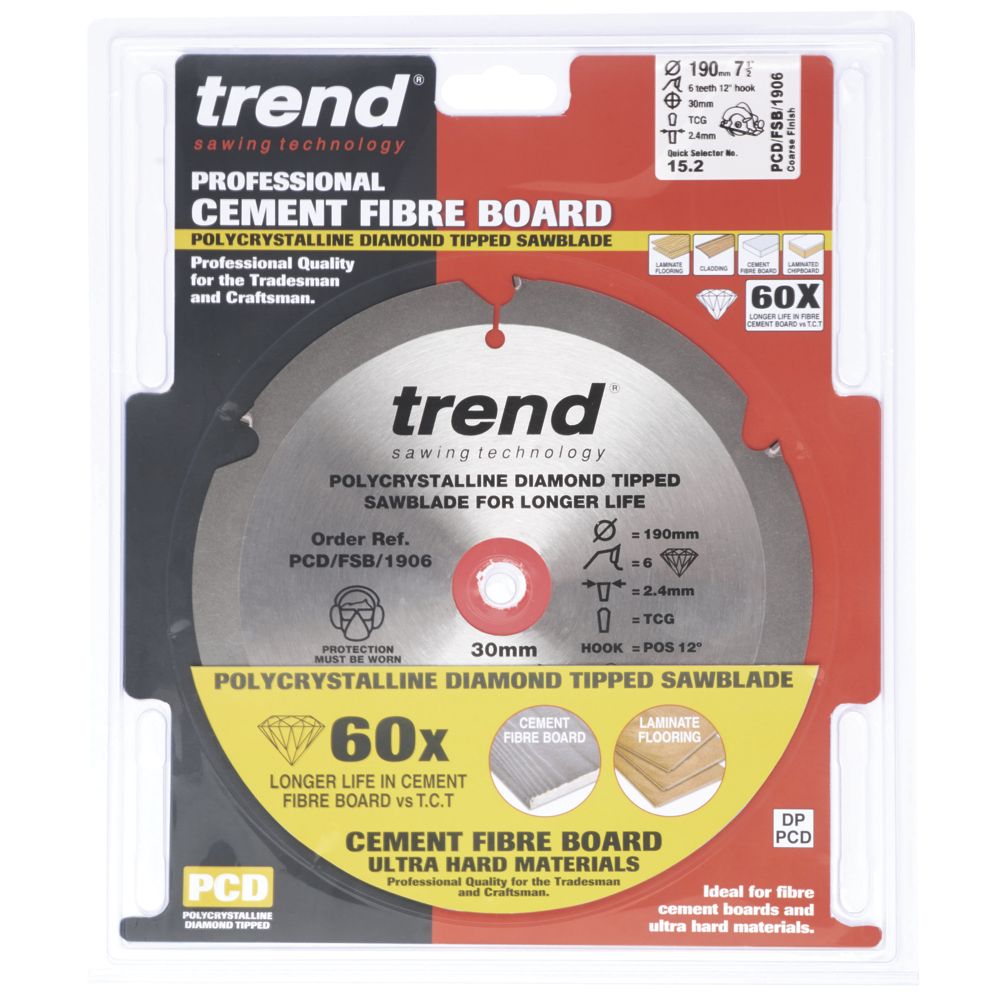 Trend Fibreboard Sawblade 190 x 30mm 6T