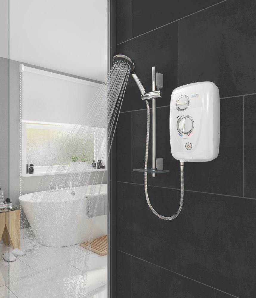 Triton T80 Easi-Fit+ White / Chrome 9.5kW Thermostatic Electric Shower