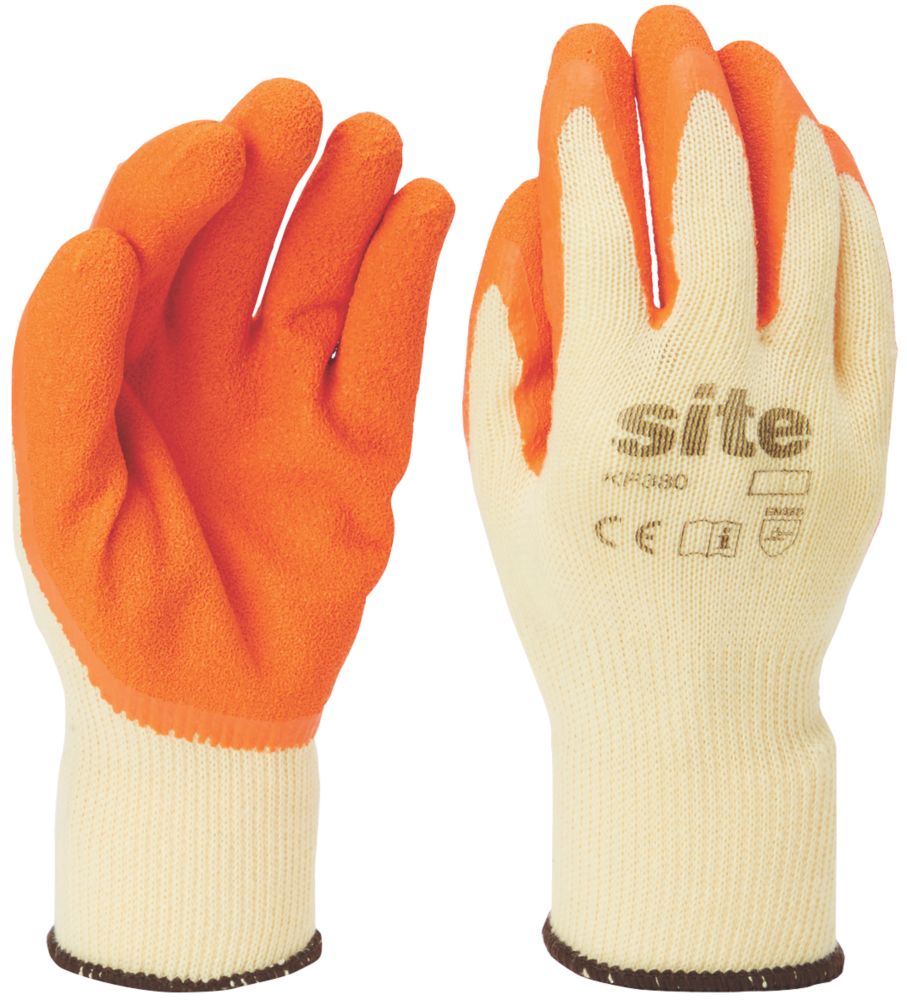 Site KF380 Latex Builders Gloves Orange / Yellow X Large Reviews