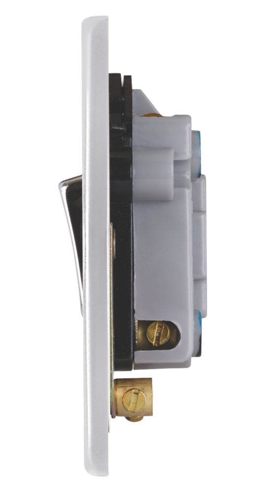 Schneider Electric Ultimate Low Profile 13A Switched Fused Spur with Neon Polished Chrome with Black Inserts