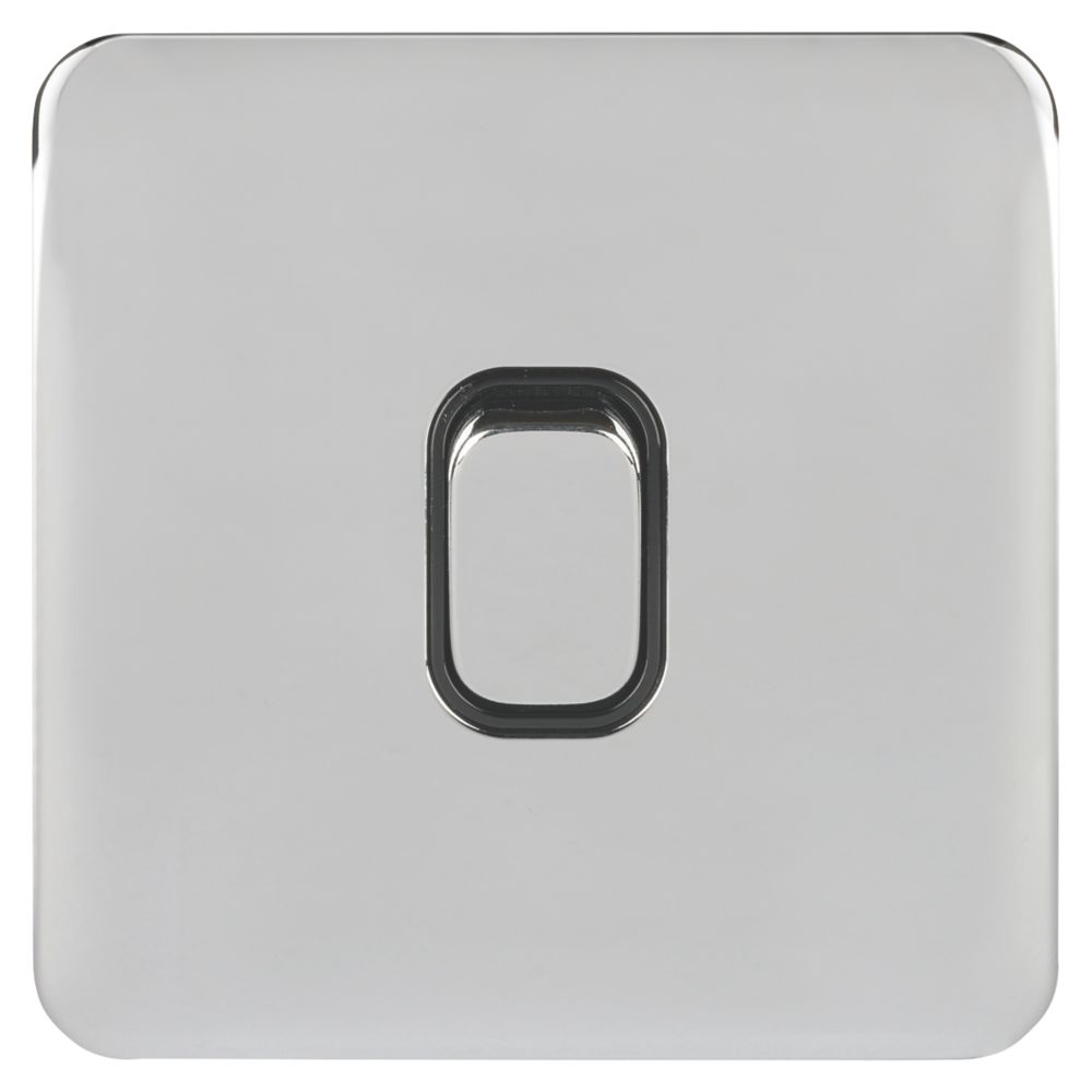 Schneider Electric Lisse Deco 10AX 1-Gang 2-Way Light Switch Polished Chrome with Black Inserts