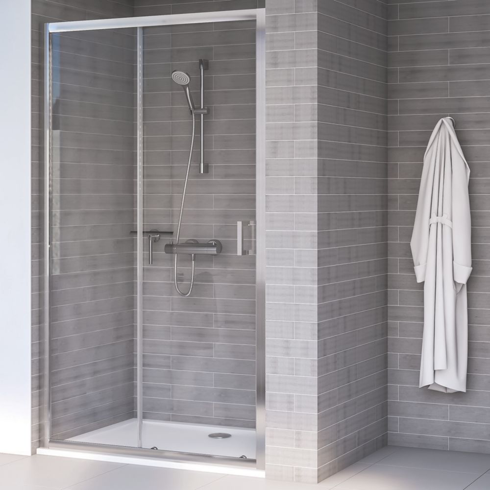 Aqualux Edge 8 Sliding Shower Door Polished Silver 1200 X 2000mm