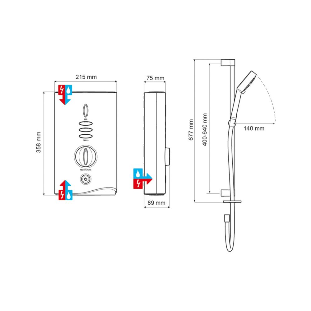 Mira Sport Max with Airboost White 10.8kW Manual Electric Shower