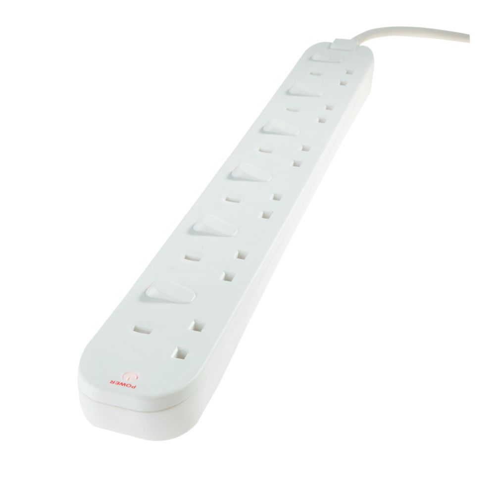 Masterplug 13A 6-Gang Switched Surge-Protected Extension Lead 1m