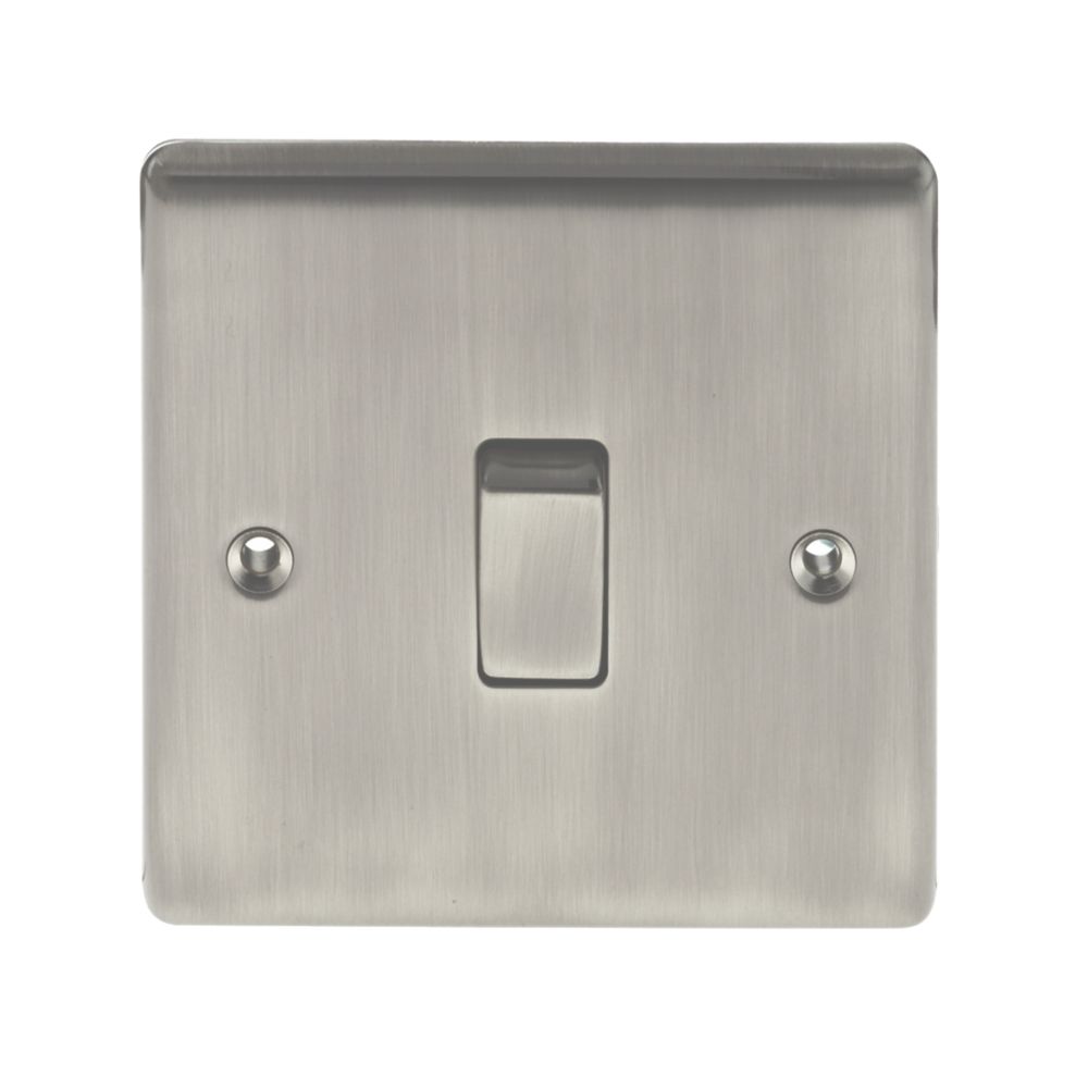 British General Nexus Metal 10AX 1-Gang 2-Way Light Switch Brushed Iridium