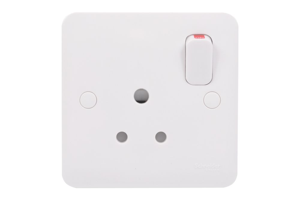 Schneider Electric Lisse 5A 1-Gang SP Switched Round Pin Plug Socket White