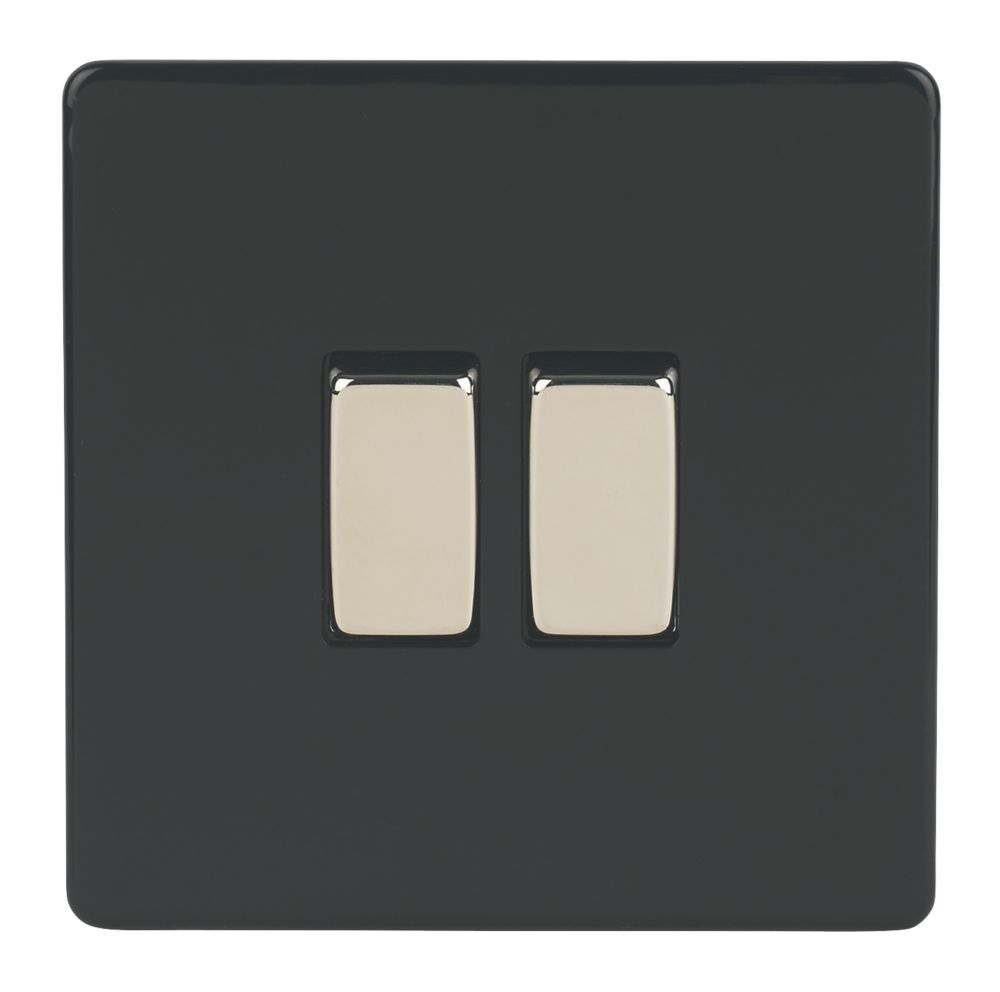 Varilight 10AX 2-Gang 2-Way Light Switch Jet Black