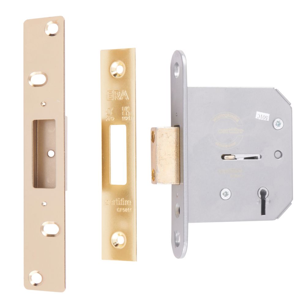 ERA 5 Lever Brass 5-Lever Mortice Deadlock 76mm Case - 56mm Backset