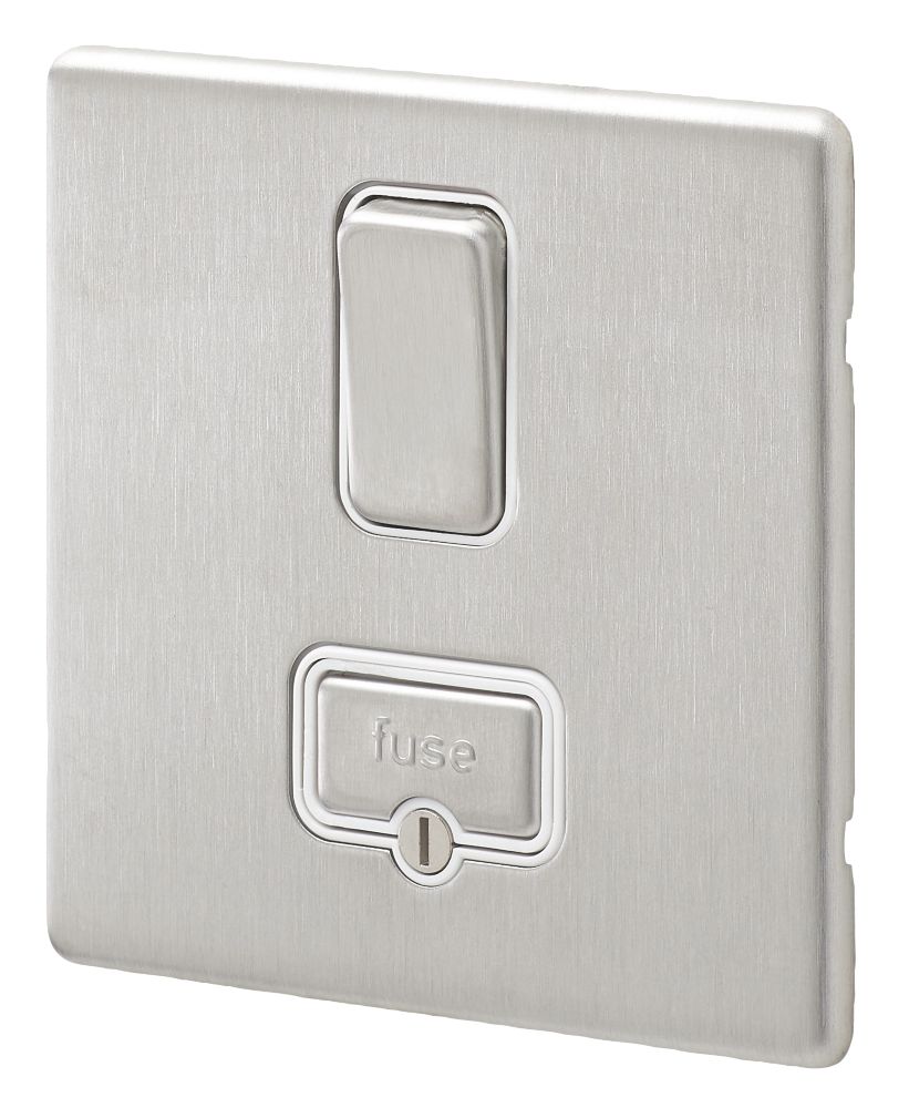 MK Aspect 13A Switched Fused Spur Brushed Stainless Steel with White Inserts Reviews