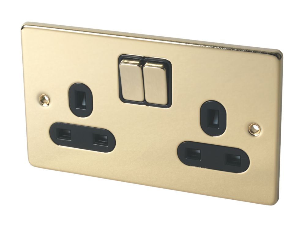 Schneider Electric Ultimate Low Profile 13A 2-Gang SP Switched Plug Socket Polished Brass with Black Inserts Reviews