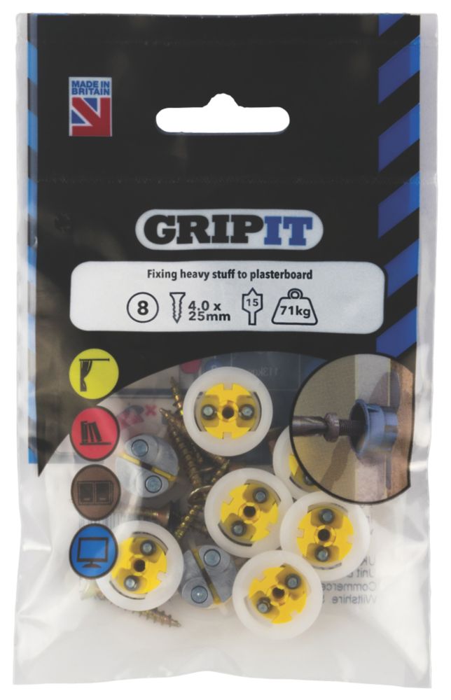 GripIt Plasterboard Fixing 15 x 14mm 8 Pack