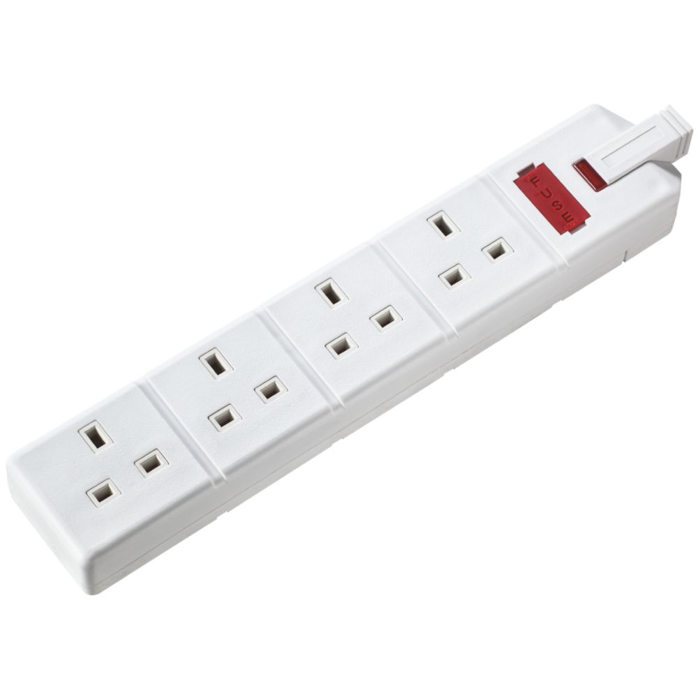 Masterplug 13A 4-Gang Rewireable Fused Socket with Neon White Reviews