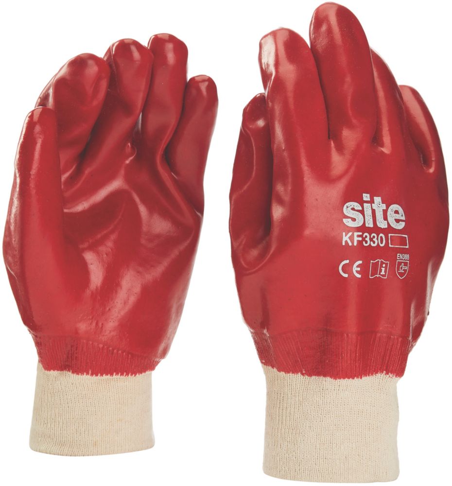 Site KF330 PVC Fully-Coated Gloves Red Large Reviews