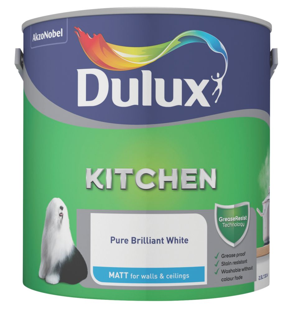 Dulux Easycare Kitchen Paint Pure Brilliant White 2 5ltr