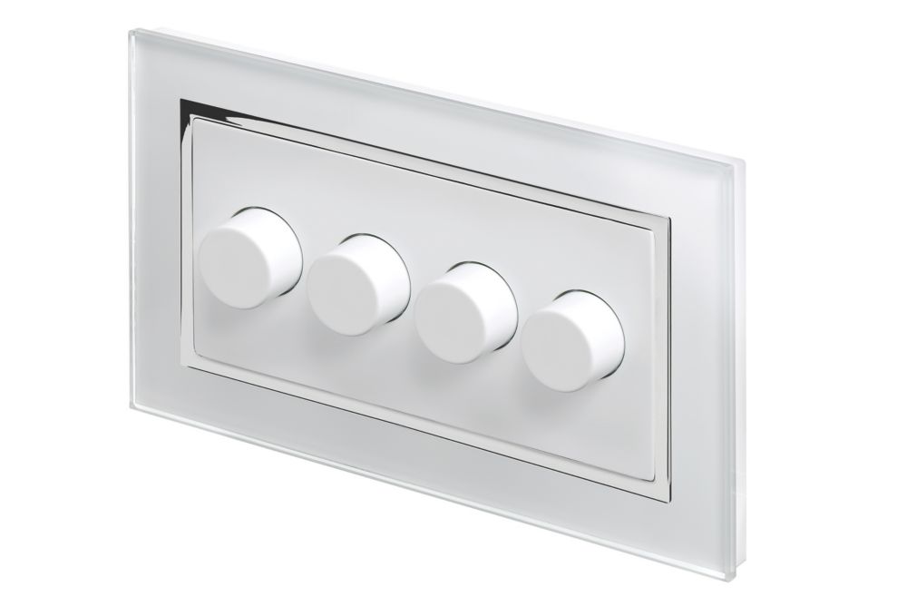 Retrotouch 4-Gang 2-Way LED Rotary LED Dimmer Switch White Glass with White Inserts Reviews