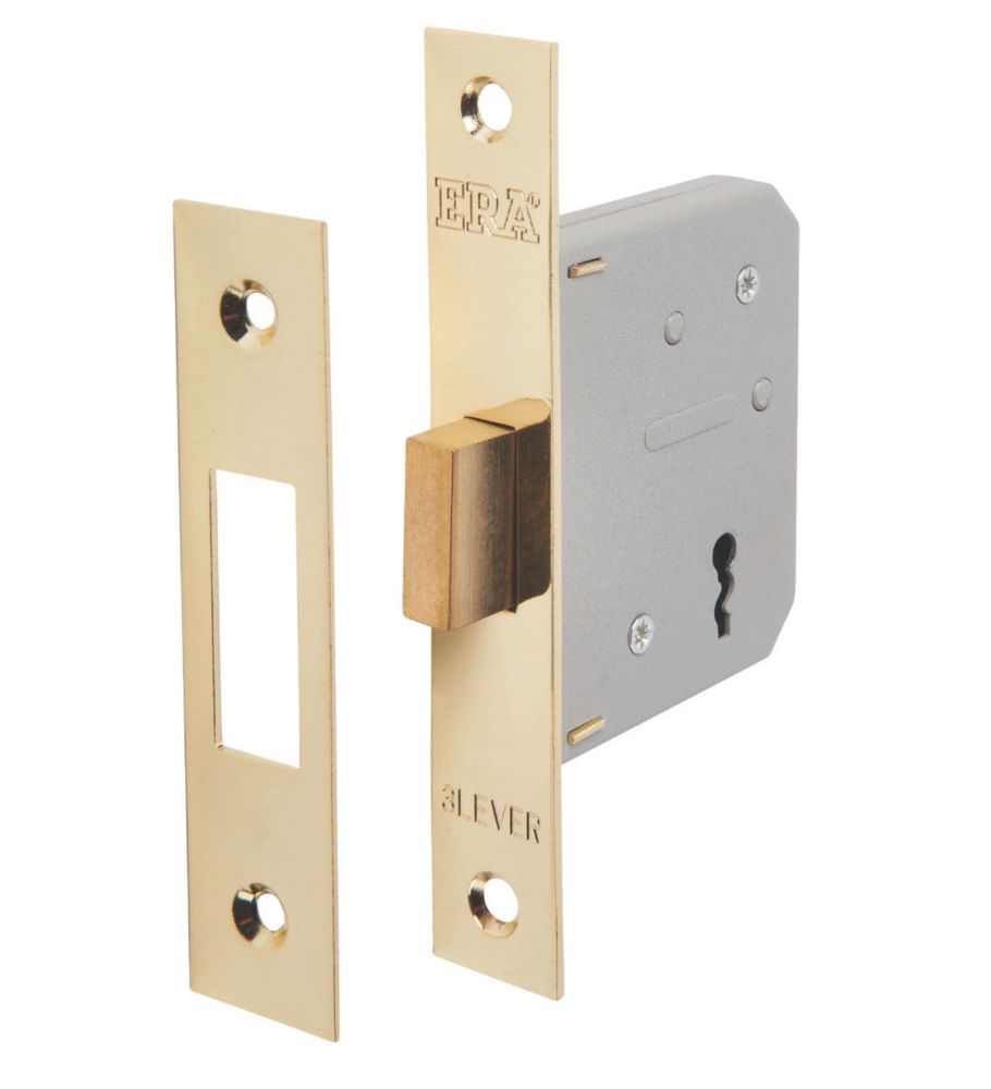 ERA 3 Lever Brass 3-Lever Mortice Deadlock 64mm Case - 44mm Backset