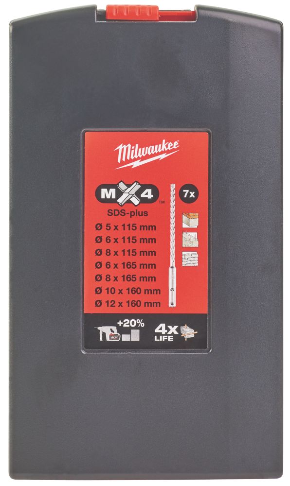 Milwaukee SDS Plus Shank MX4 Drill Bit Set 7 Pieces