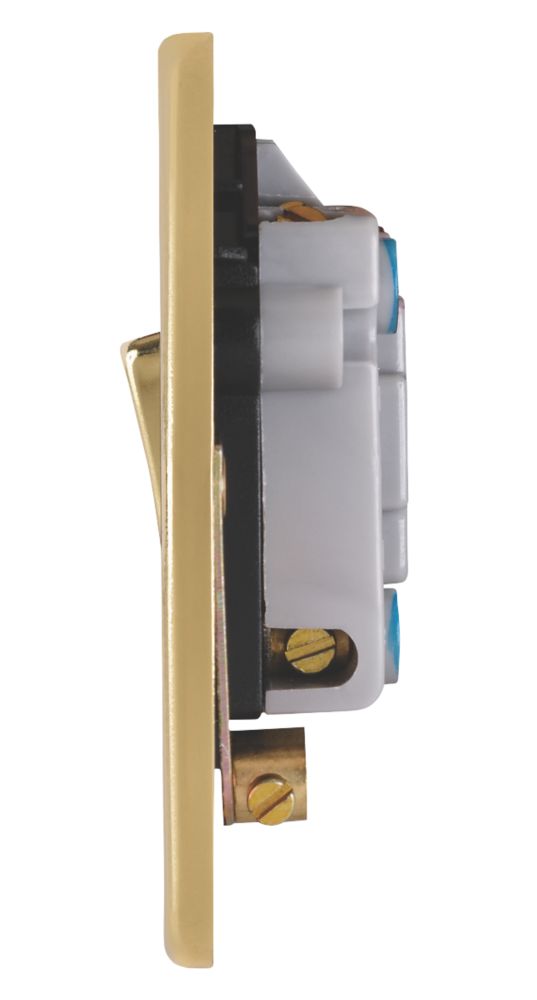 Schneider Electric Ultimate Low Profile 13A Switched Fused Spur with Neon Polished Brass with Black Inserts