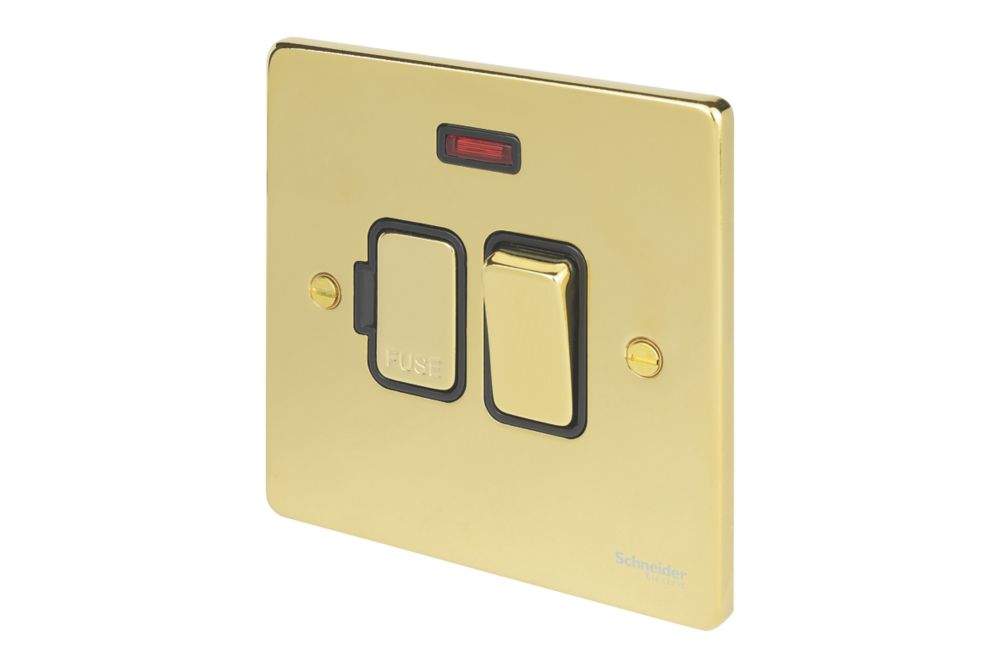 Schneider Electric Ultimate Low Profile 13A Switched Fused Spur with Neon Polished Brass with Black Inserts Reviews