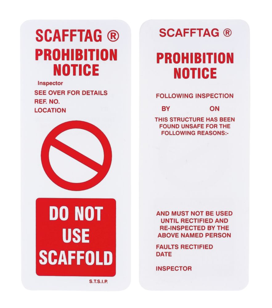 Scafftag Scaffold Prohibition Inserts 10 Pack Reviews