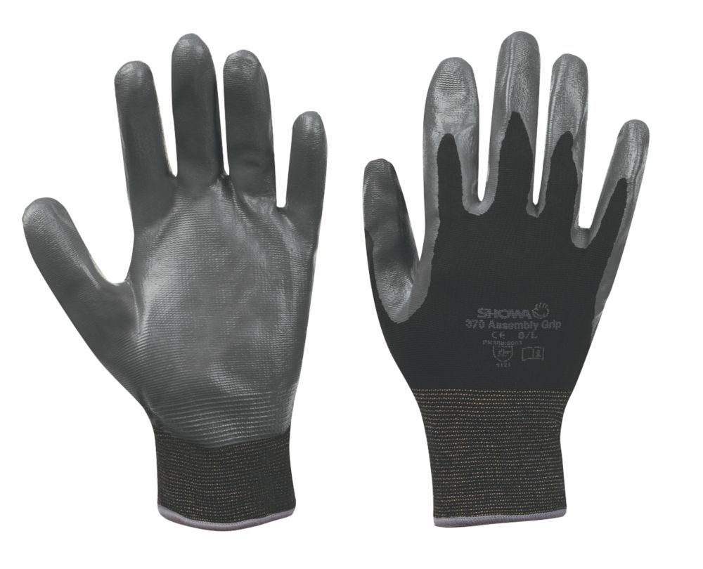 Showa 370 Assembly Grip Gloves Black Large