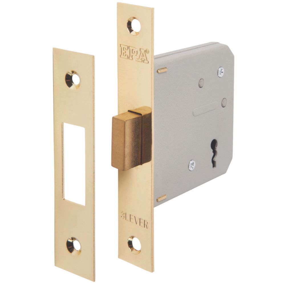 ERA 3 Lever Brass 3-Lever Mortice Deadlock 76mm Case - 56mm Backset