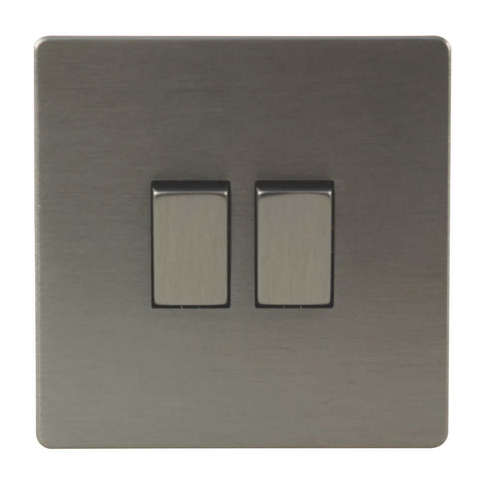 LAP 10AX 2-Gang 2-Way Light Switch Slate-Effect with Colour-Matched Inserts